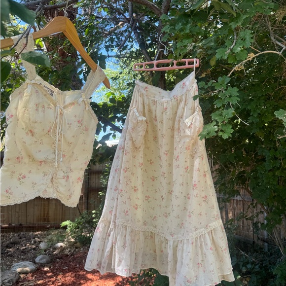Gunne Sax Floral Cream Skirt / Tank Set Rare find - Picture 11 of 16